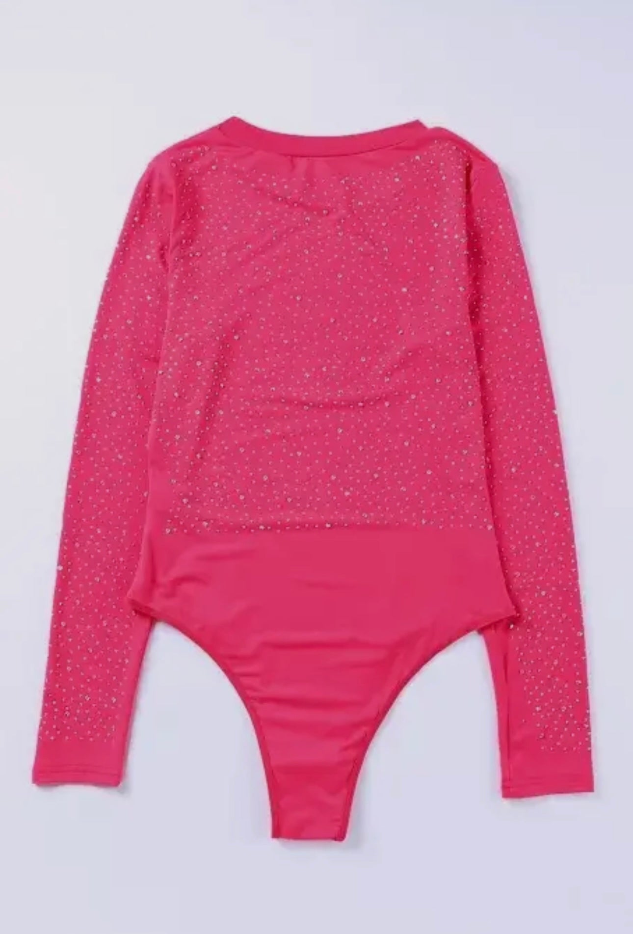 Rose rhinestone body suit long-sleeve